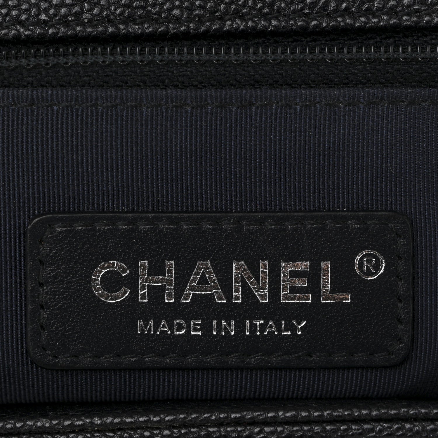 Chanel Caviar Chevron Quilted New Medium Boy Flap Dark Navy Blue 6 of 11