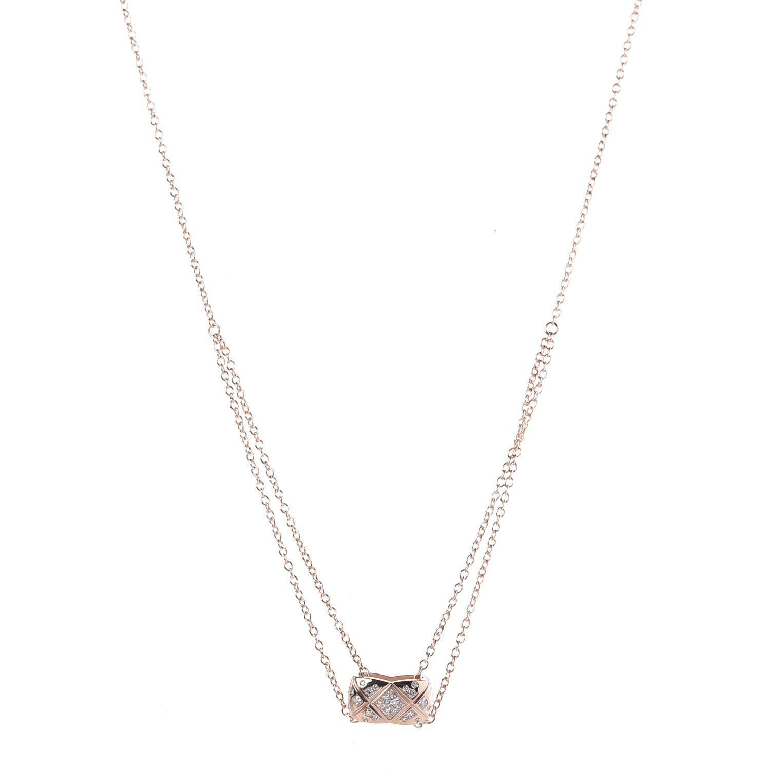 Chanel 18K Beige Gold Diamond Coco Crush Necklace 1 of 7