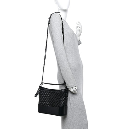 Chanel Aged Calfskin Chevron Quilted Medium Gabrielle Hobo So Black 2 of 10