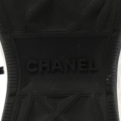 Chanel Fabric Calfskin Suede CC Sneakers 36 Grey White Pink 6 of 9