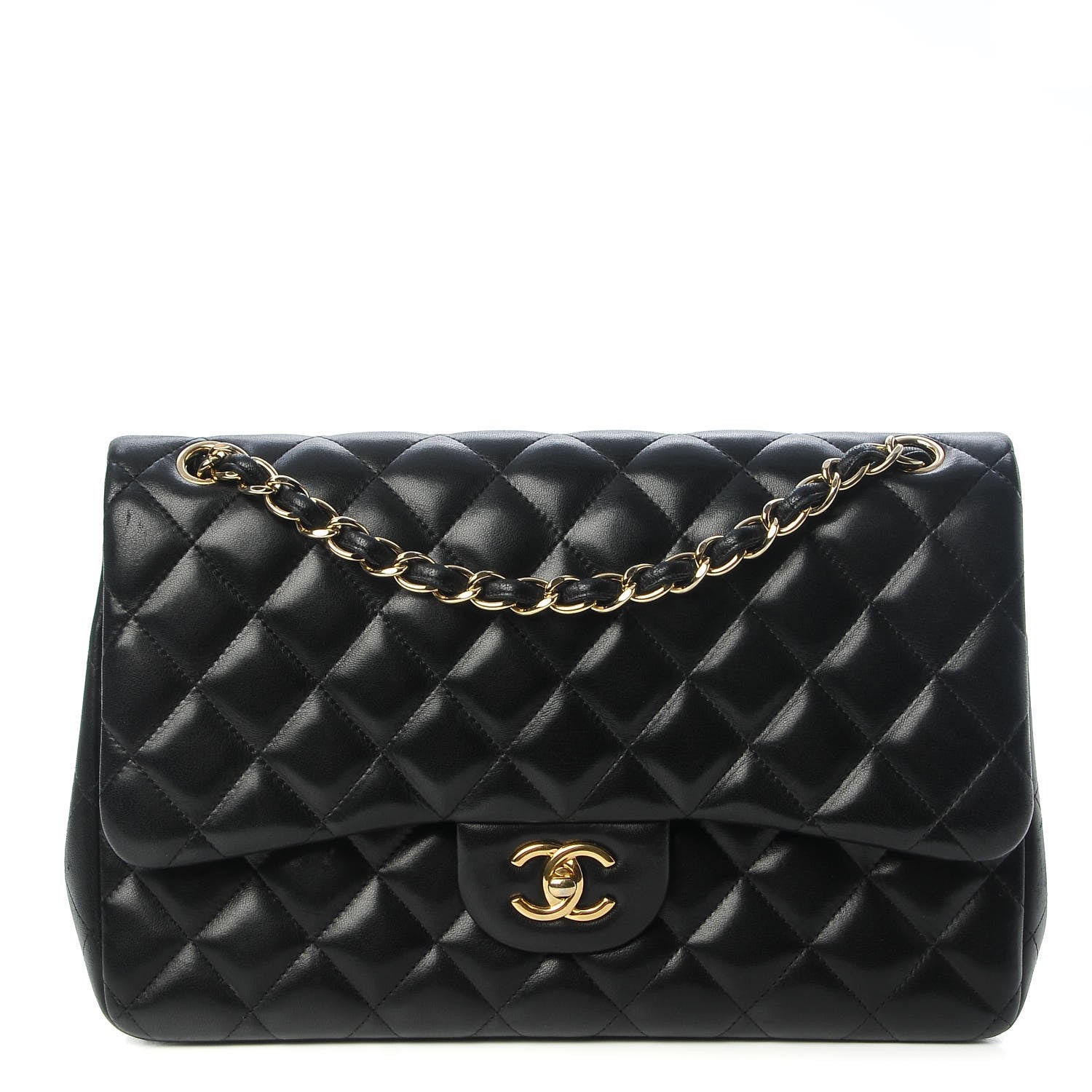 Chanel Lambskin Quilted Jumbo Double Flap Black 1 of 7