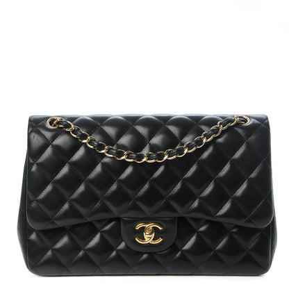 Chanel Lambskin Quilted Jumbo Double Flap Black 1 of 7