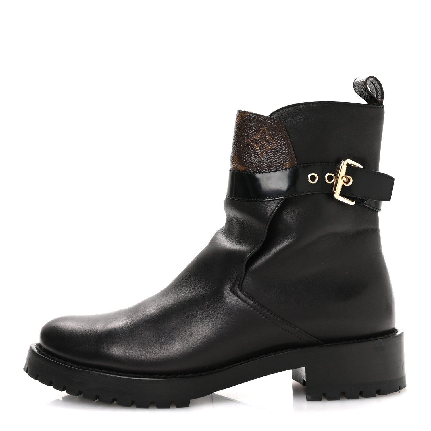 Louis Vuitton Calfskin Monogram Discovery Flat Ankle Boots 38 Black 1 of 9