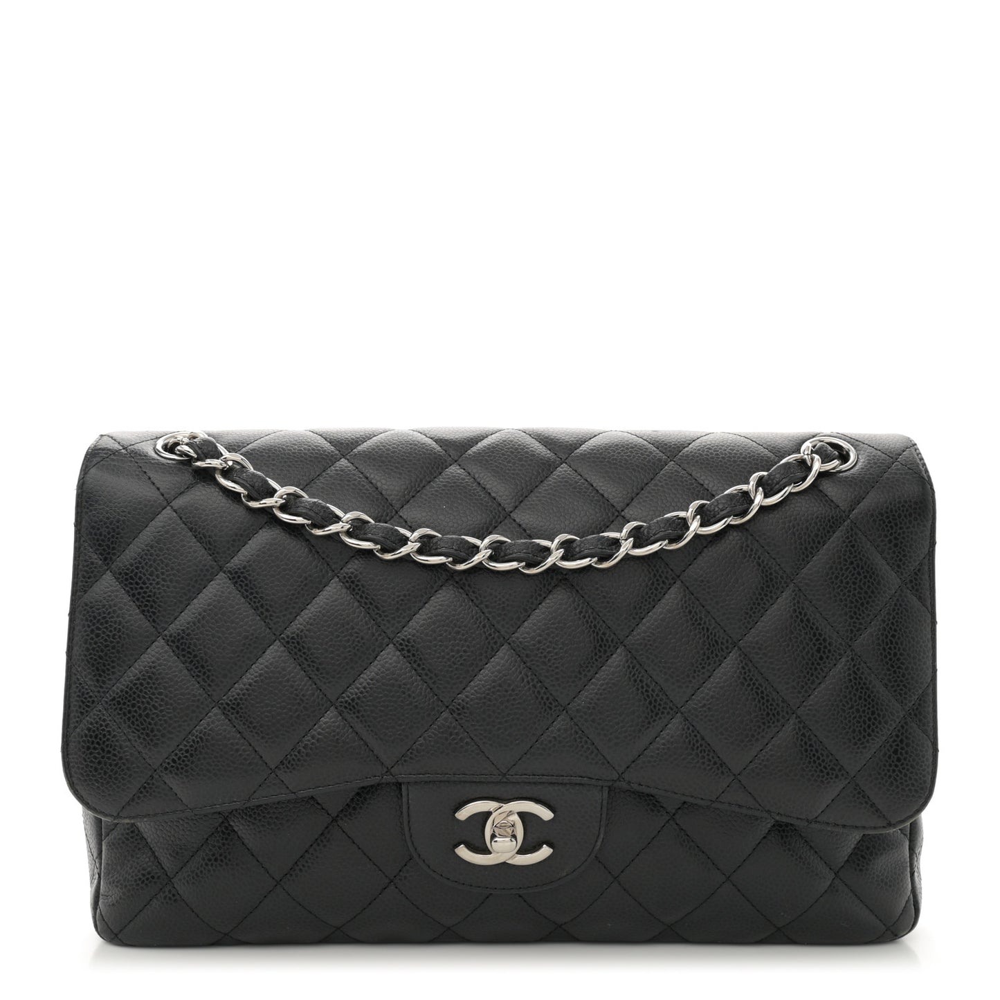 Caviar Quilted Jumbo Double Flap Black