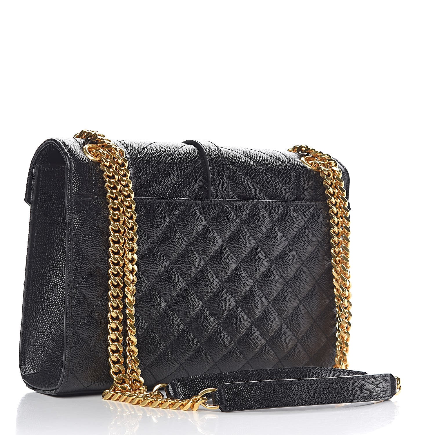 Saint Laurent Grain De Poudre Textured Mixed Matelasse Triquilt Medium Monogram Satchel Black 3 of 10