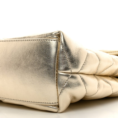 Saint Laurent Metallic Lambskin Quilted Sade Puffer Envelope Clutch Platino 8 of 8