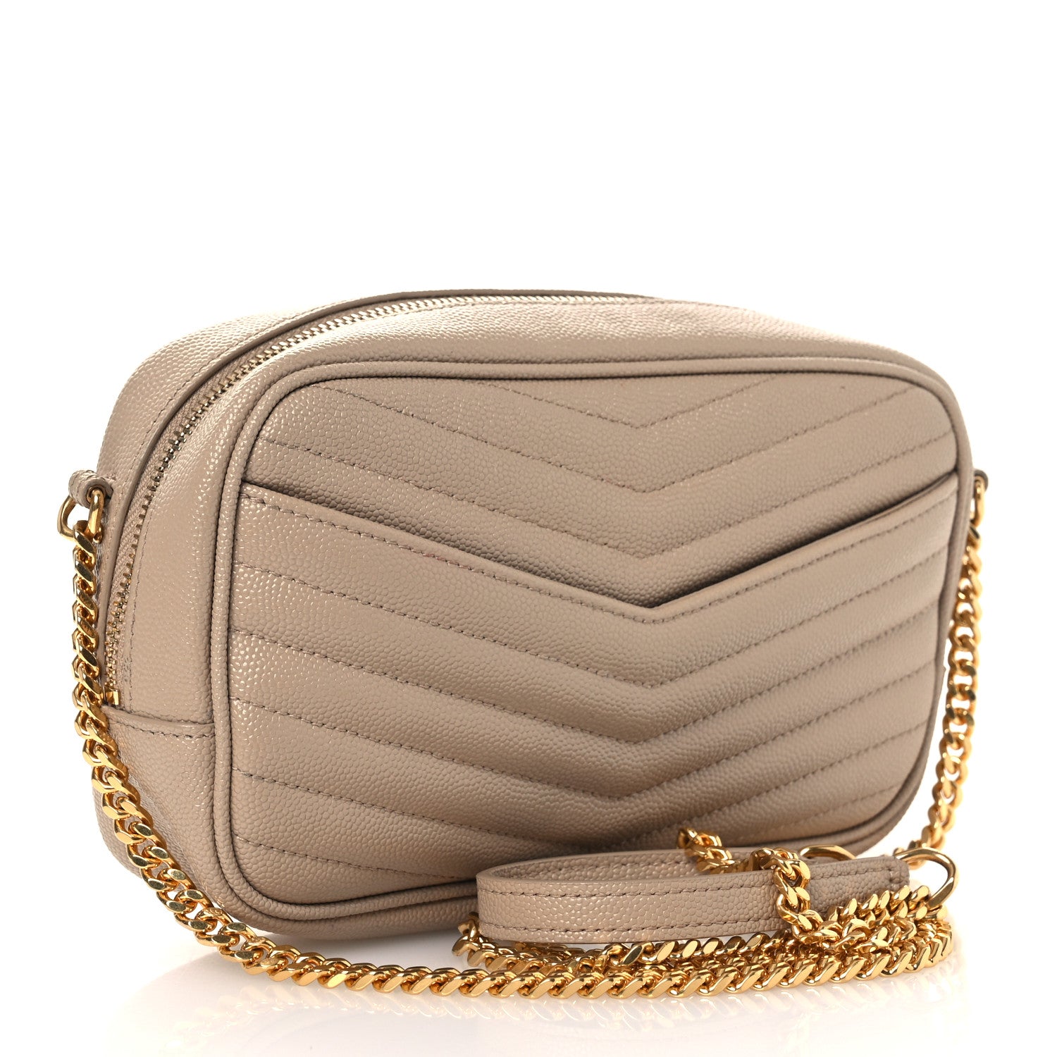 Saint Laurent Grain De Poudre Matelasse Monogram Mini Lou Camera Bag Dark Beige 3 of 13