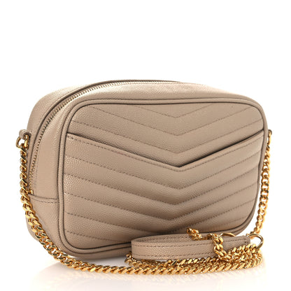 Saint Laurent Grain De Poudre Matelasse Monogram Mini Lou Camera Bag Dark Beige 3 of 13