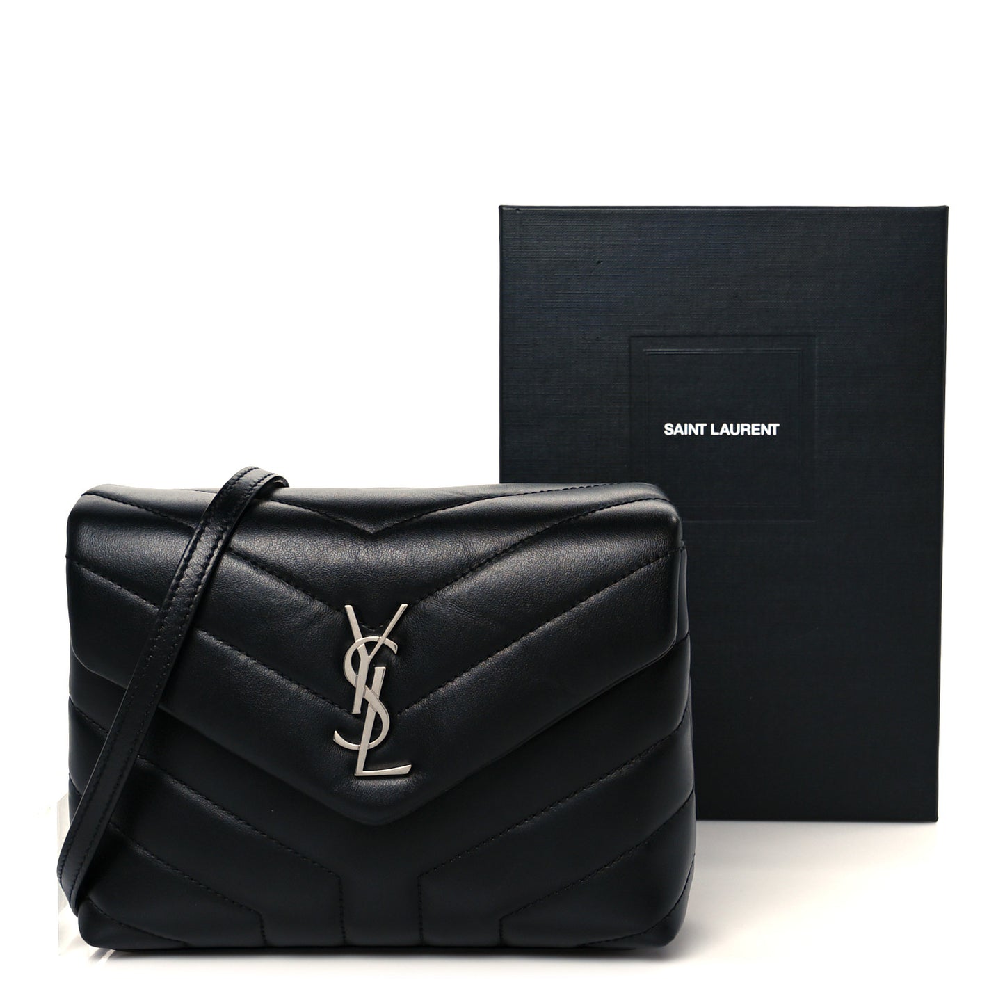 Calfskin Y Quilted Monogram Toy Loulou Crossbody Bag Black
