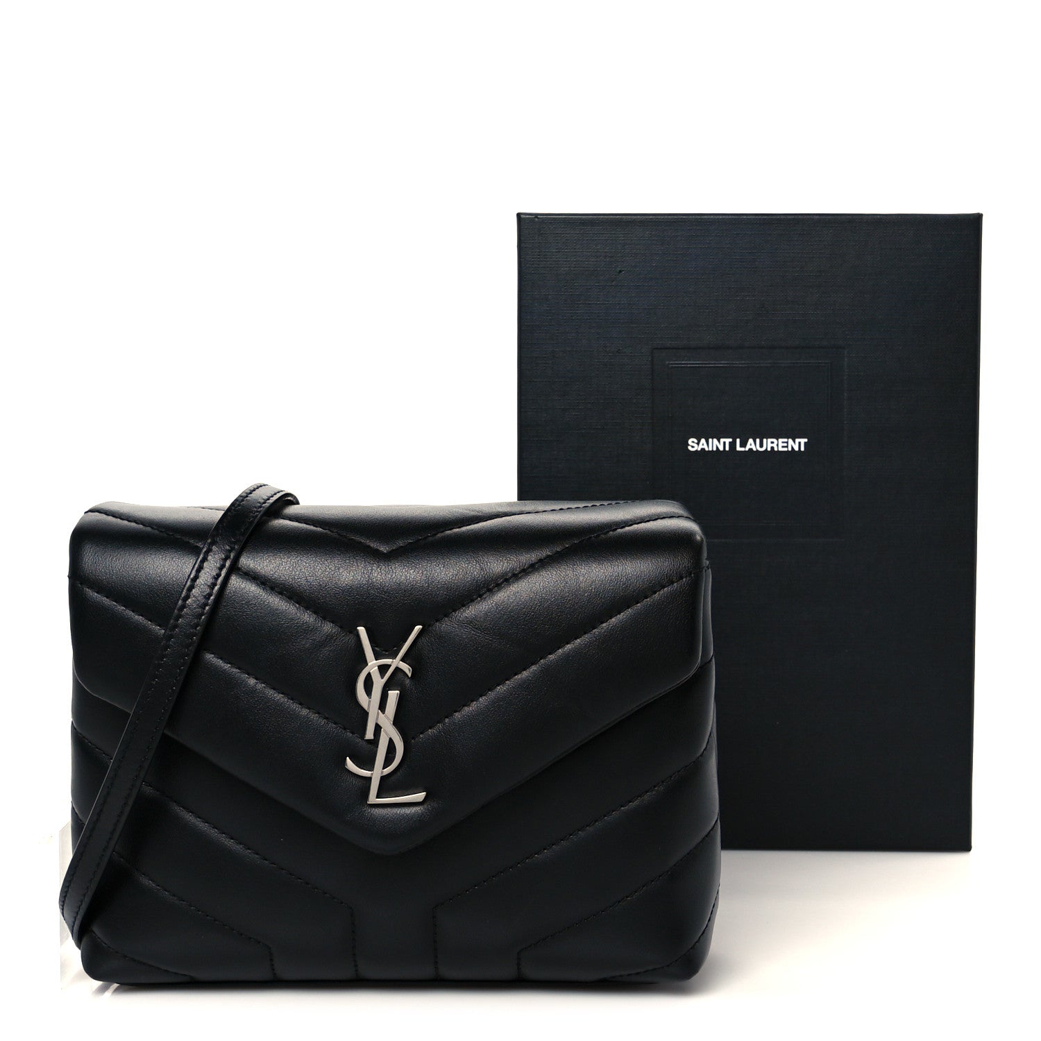 Saint Laurent Calfskin Y Quilted Monogram Toy Loulou Crossbody Bag Black 12 of 12