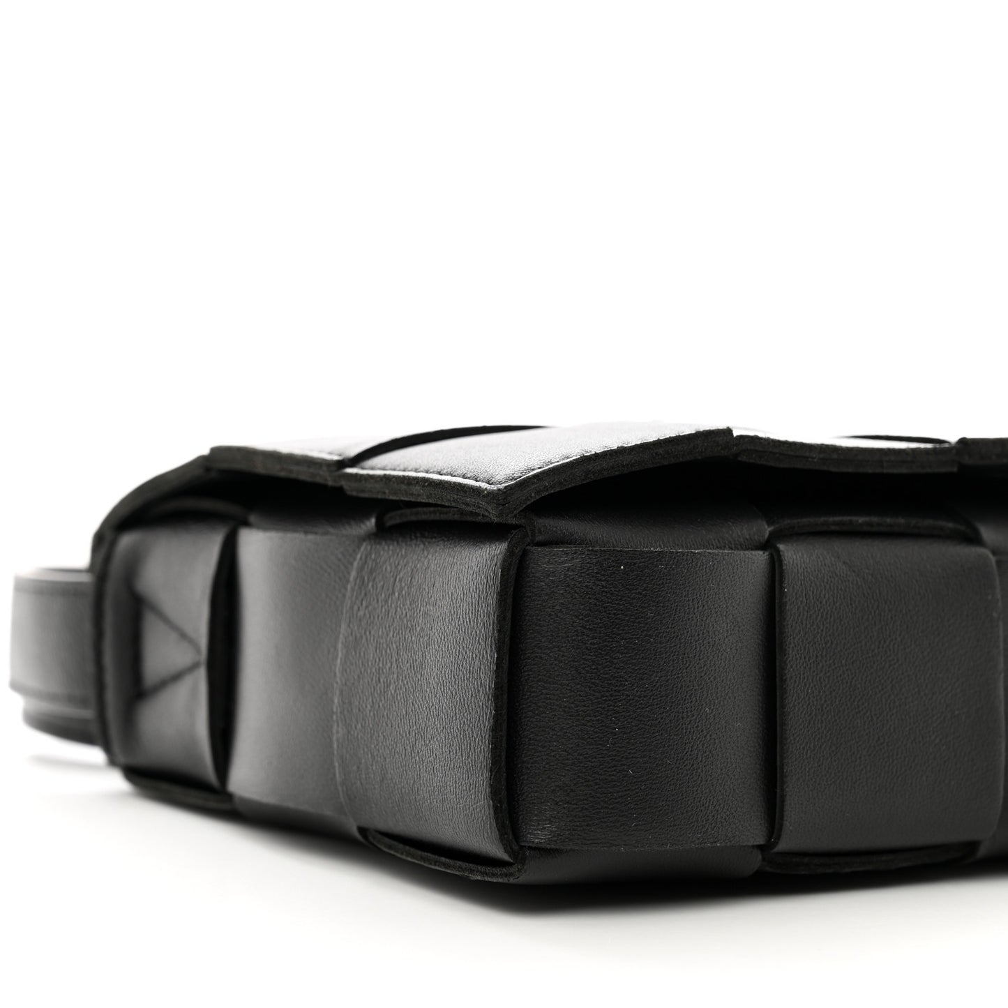 Lambskin Maxi Intrecciato Cassette Crossbody Bag Black