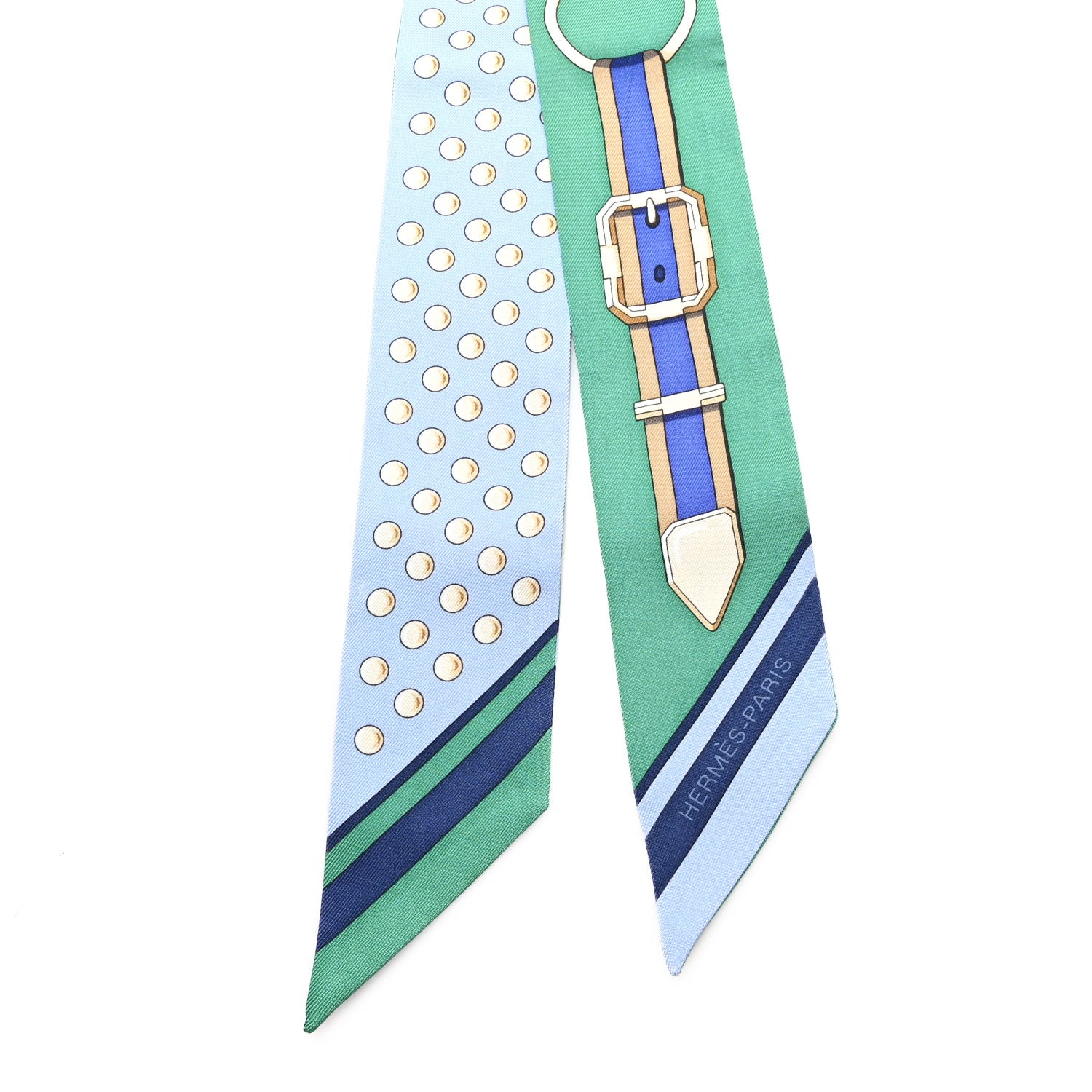 Hermes Silk Grand Tralala Twilly Bleu Ciel Vert 2 of 3