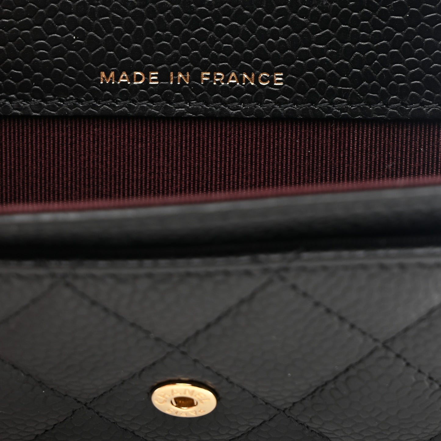 Caviar Quilted Flap Card Holder Wallet Black