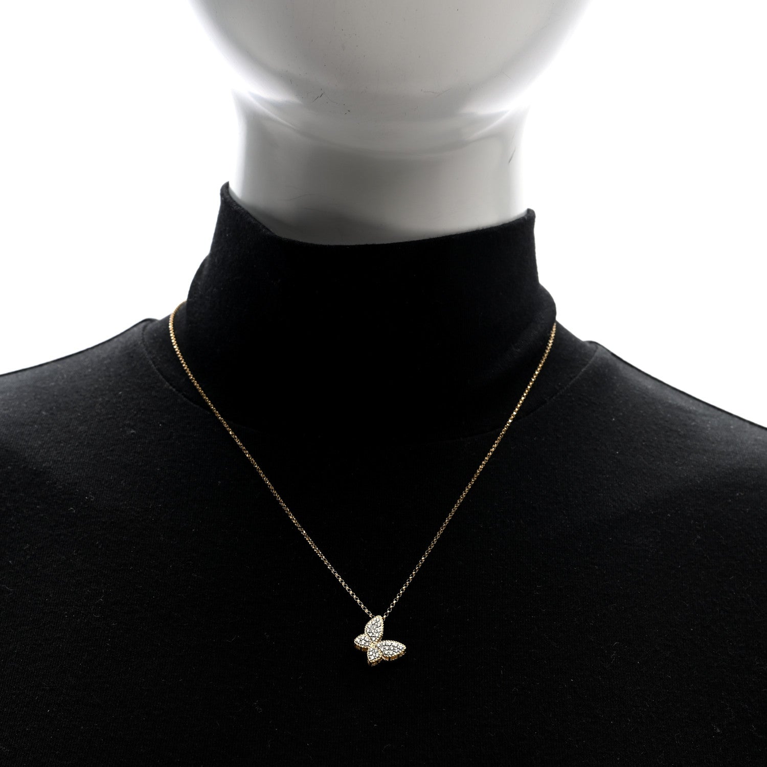 Roberto Coin 18K Yellow Gold Diamond Princess Butterfly Pendant Necklace 2 of 5