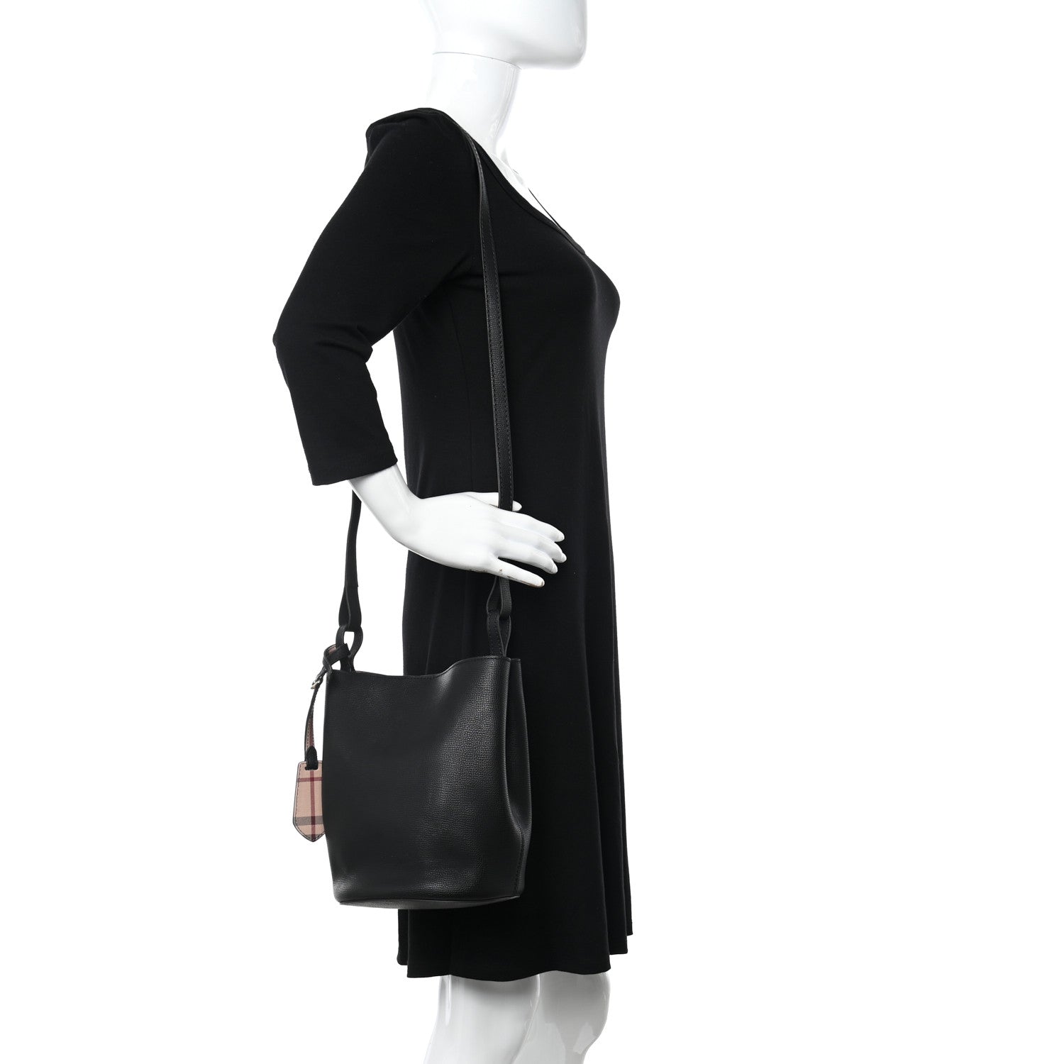 Burberry London Grainy Calfskin Small Lorne Bucket Crossbody Black 2 of 11