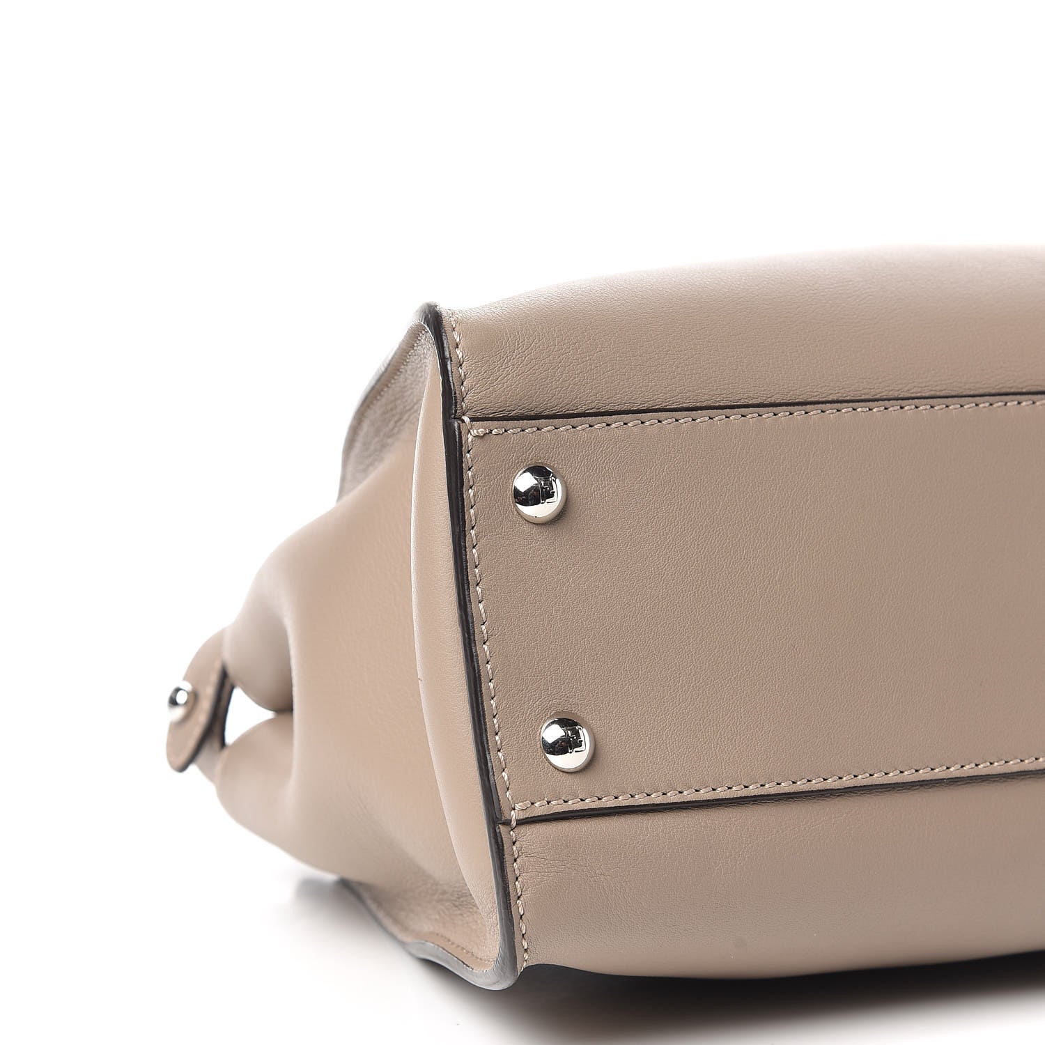 Fendi Vitello Seta Shiny Nappa Elaphe Medium Peekaboo Iconic Satchel Tortora Natural Ebano 9 of 10