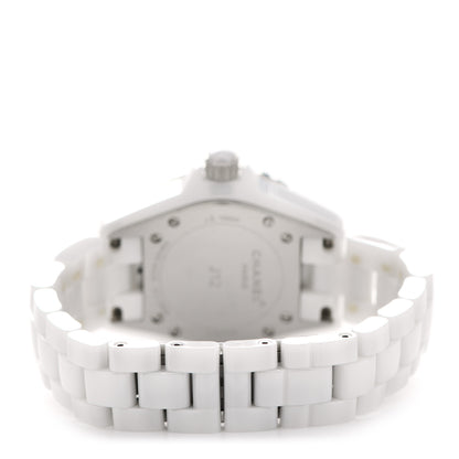 Chanel Stainless Steel Ceramic Diamond 33mm J12 Quartz Watch White 3 of 4