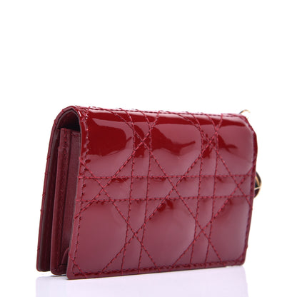 Christian Dior Patent Cannage Small Lady Dior Flap Card Holder Scarlet 3 of 9