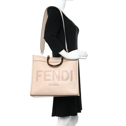 Fendi Vitello King Plexiglass Logo Embossed Medium Fendi Sunshine Shopper Tote Light Rose 2 of 10