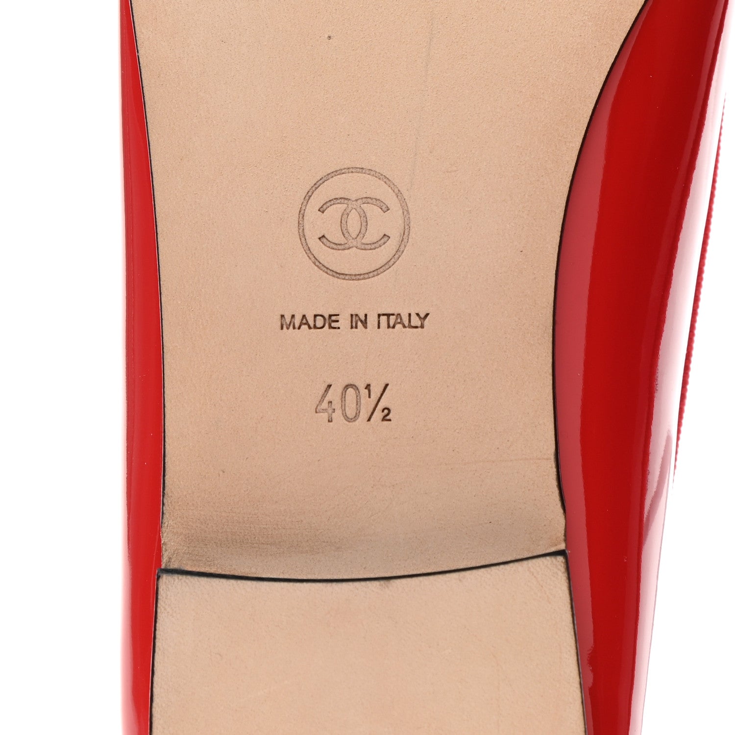 Chanel Patent Calfskin CC Cap Toe Ballerina Flats 40.5 Red Black 6 of 9