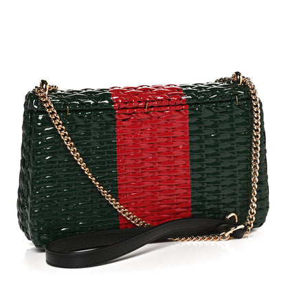 Gucci Glazed Wicker Stripe Small Cestino Shoulder Bag Green 3 of 11