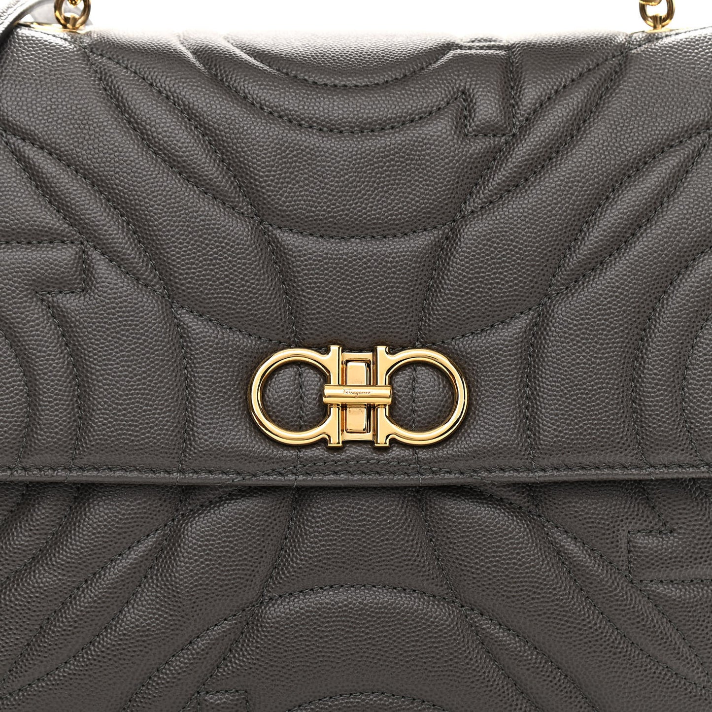 Calfskin Quilted Medium Gancini Top Handle Bag Sparrow