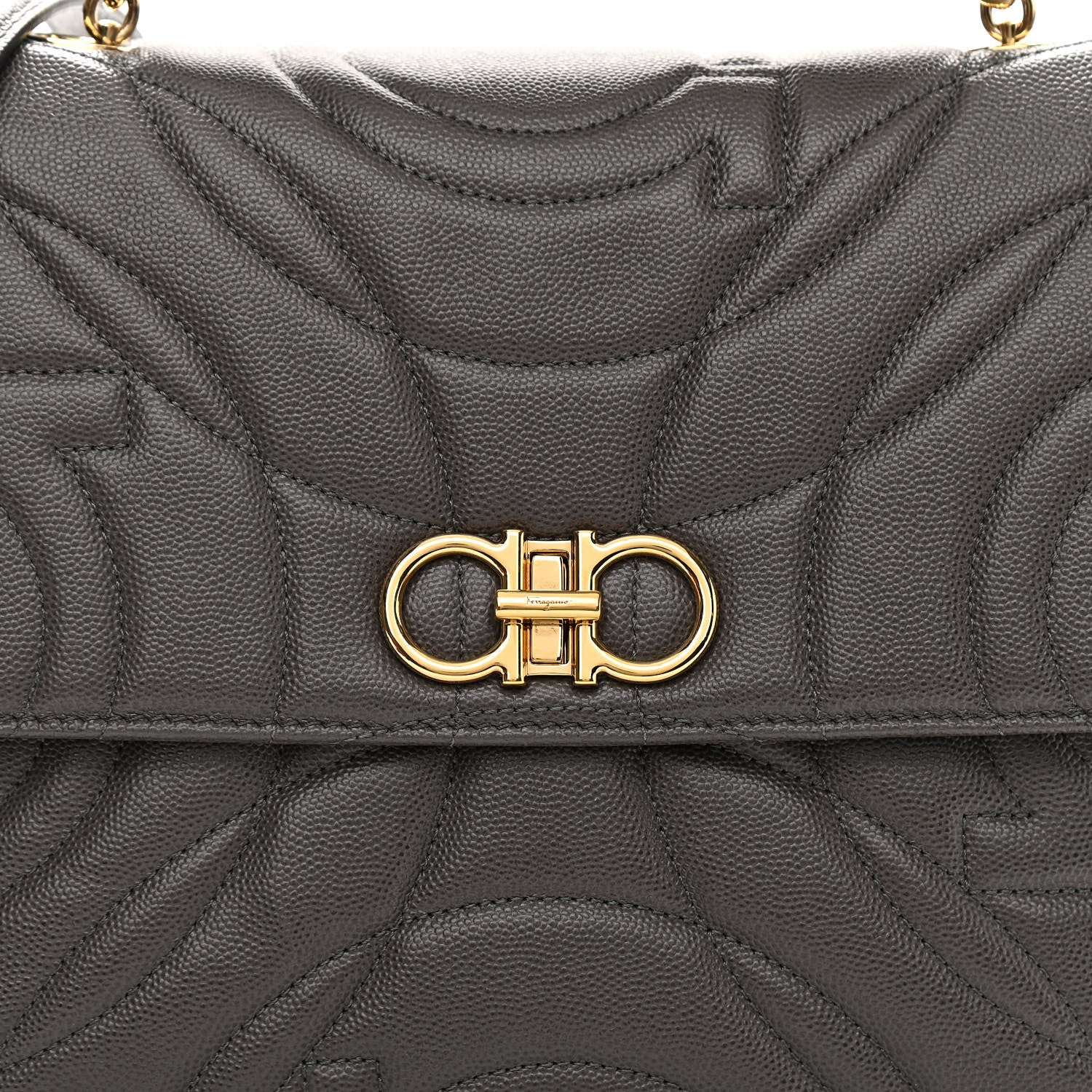 Salvatore Ferragamo Calfskin Quilted Medium Gancini Top Handle Bag Sparrow 6 of 10