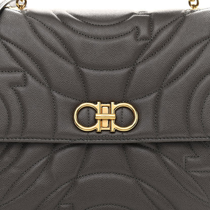 Salvatore Ferragamo Calfskin Quilted Medium Gancini Top Handle Bag Sparrow 6 of 10