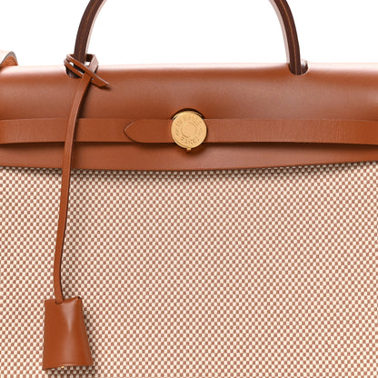 Hermes Vache Hunter Criss Viking Herbag Zip Retourne 31 PM Ecru Beige Fauve 9 of 12