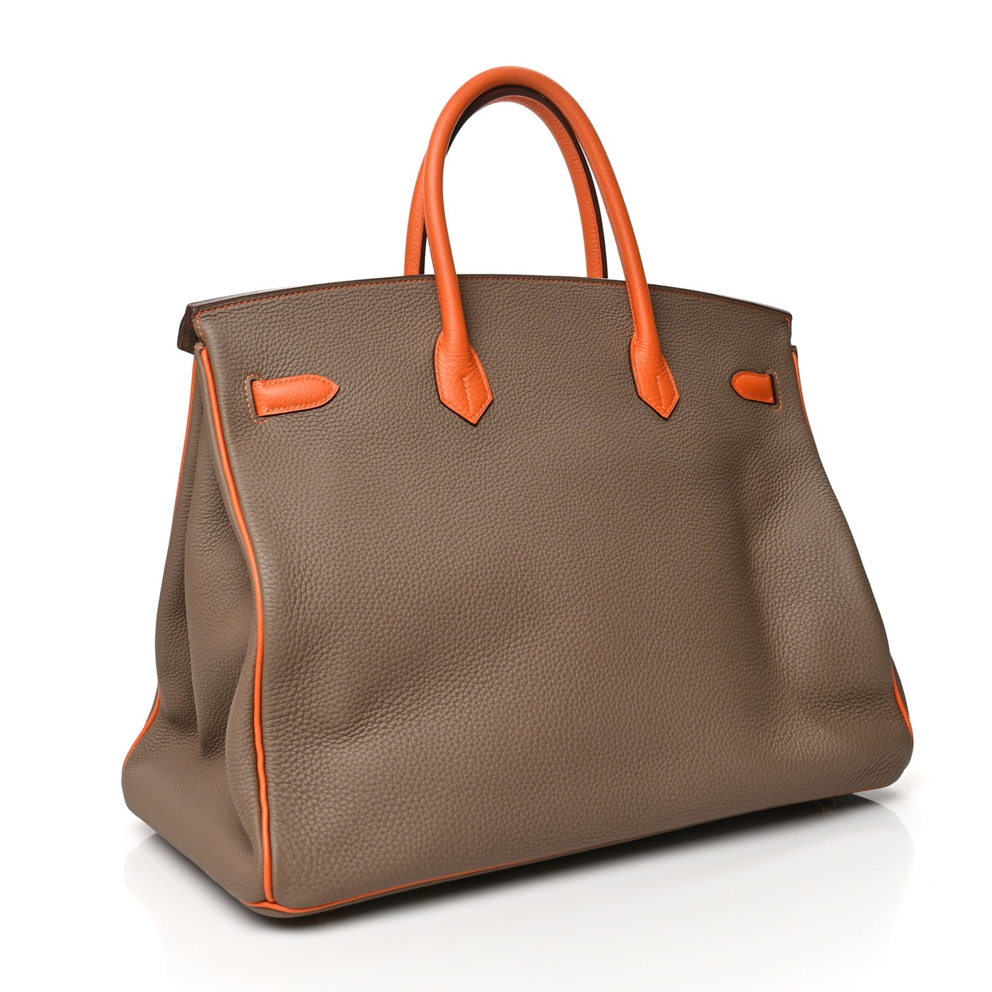 Togo Bi Color Horseshoe Birkin 40 Etoupe Orange