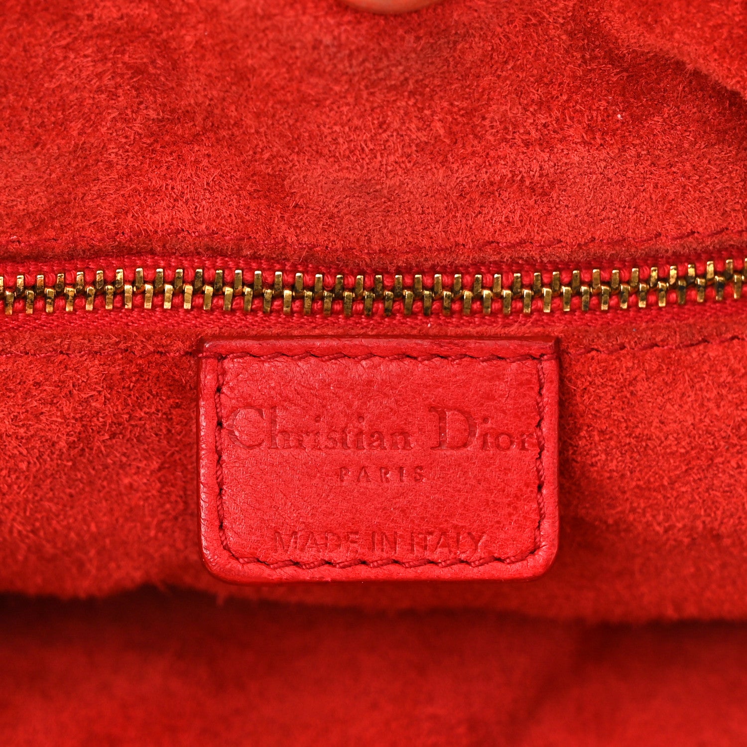 Christian Dior Lambskin Woven Lady Dior Shopping Tote Red 6 of 13