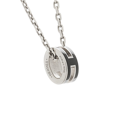 Hermes Lacquered Palladium Mini Pop H Pendant Necklace Black 4 of 6