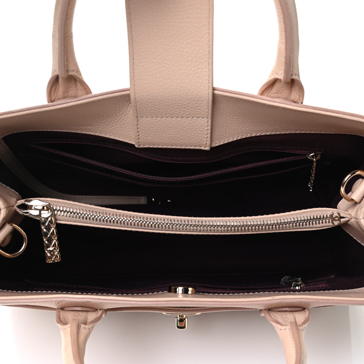 Grained Calfskin Small Neo Executive Shopper Tote Beige