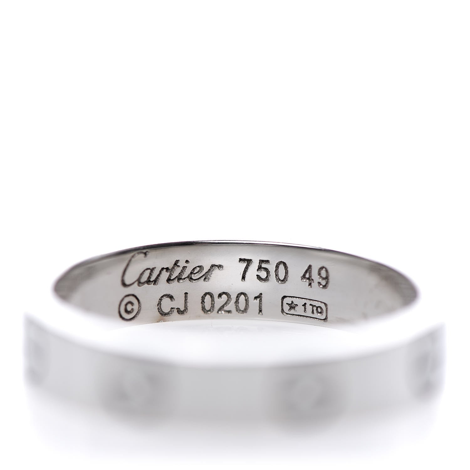 Cartier 18K White Gold 3.5mm LOVE Wedding Band Ring 49 4.75 4 of 5