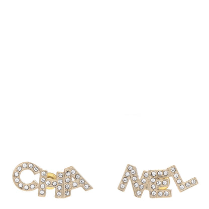 Chanel Crystal Pearl Signature Stud Earrings Gold 1 of 3