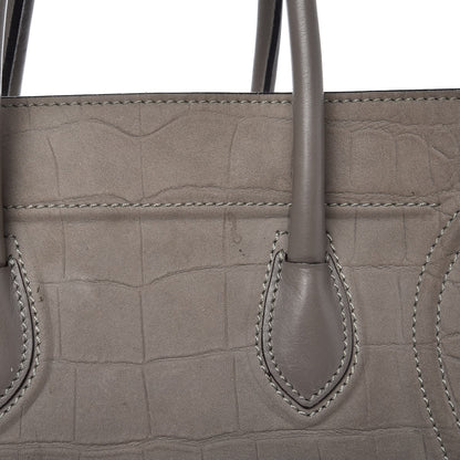 Celine Crocodile Embossed Nubuck Medium Phantom Luggage Grey 15 of 16
