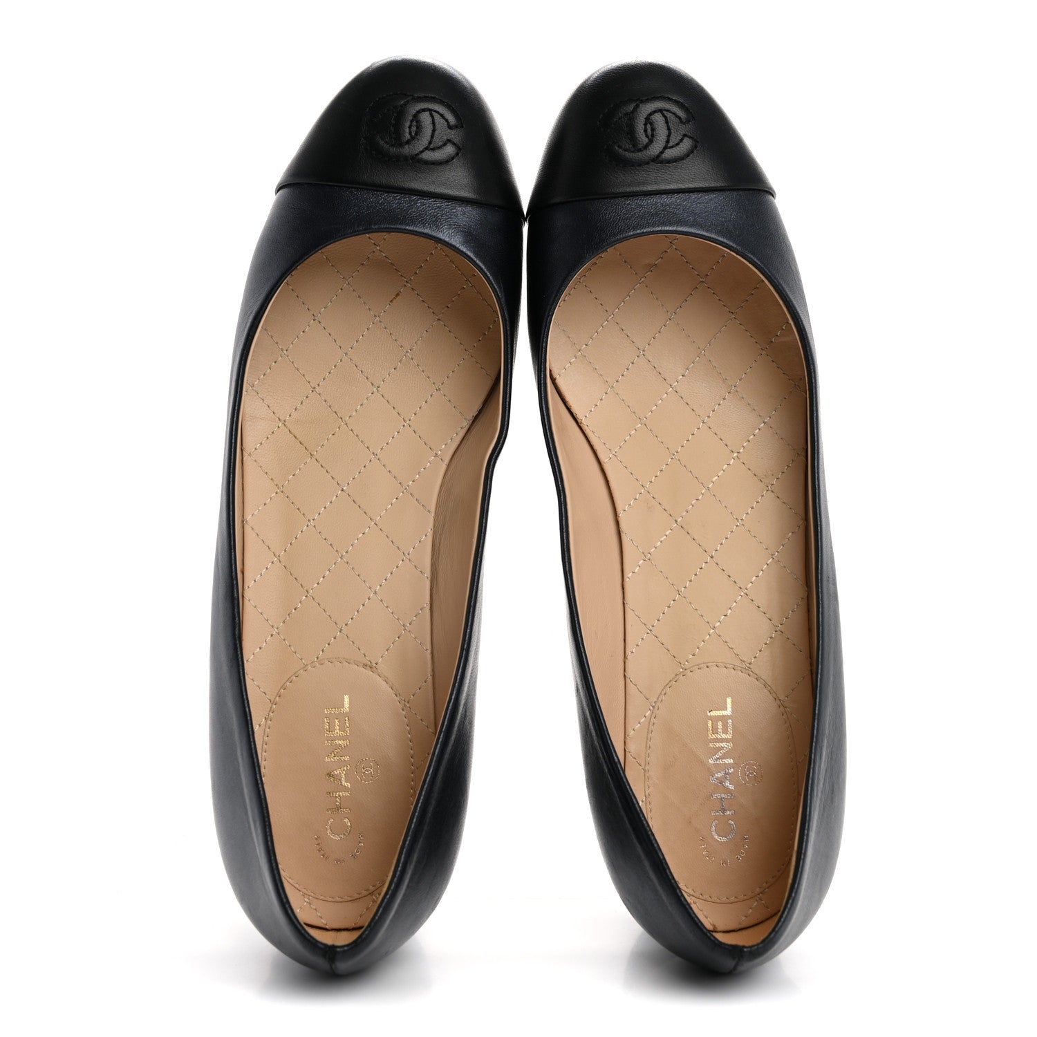 Chanel Lambskin Cap Toe CC Pumps 39 Navy Black 2 of 10
