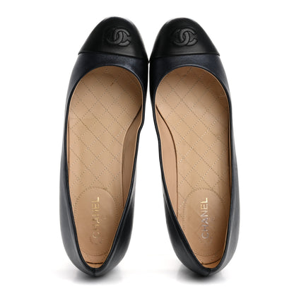 Chanel Lambskin Cap Toe CC Pumps 39 Navy Black 2 of 10