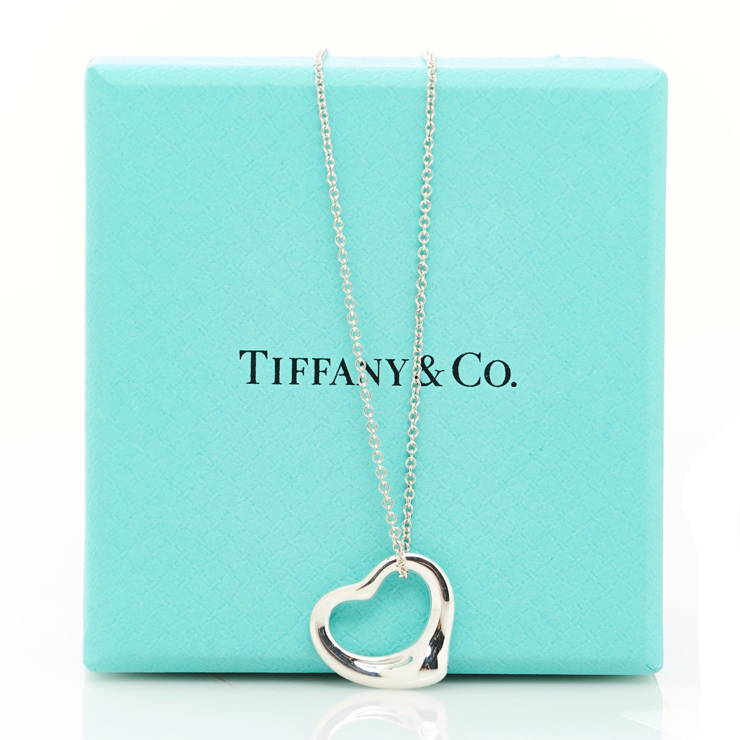 Sterling Silver 16mm Elsa Peretti Open Heart Pendant Necklace