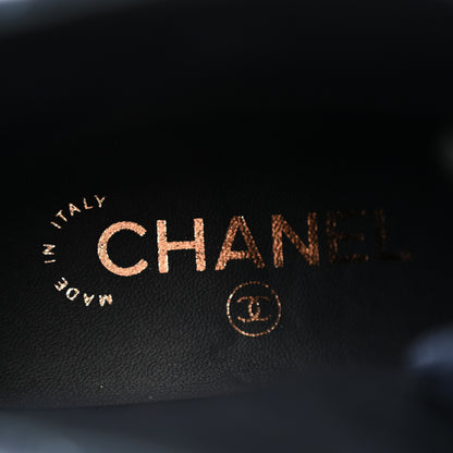 Chanel Denim Calfskin Quilted Lace Up Combat Boots 35.5 Blue 8 of 10