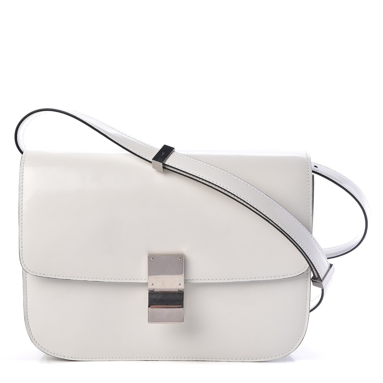 Celine Spazzolato Calfskin Medium Classic Box Flap Bag Optic White 1 of 12