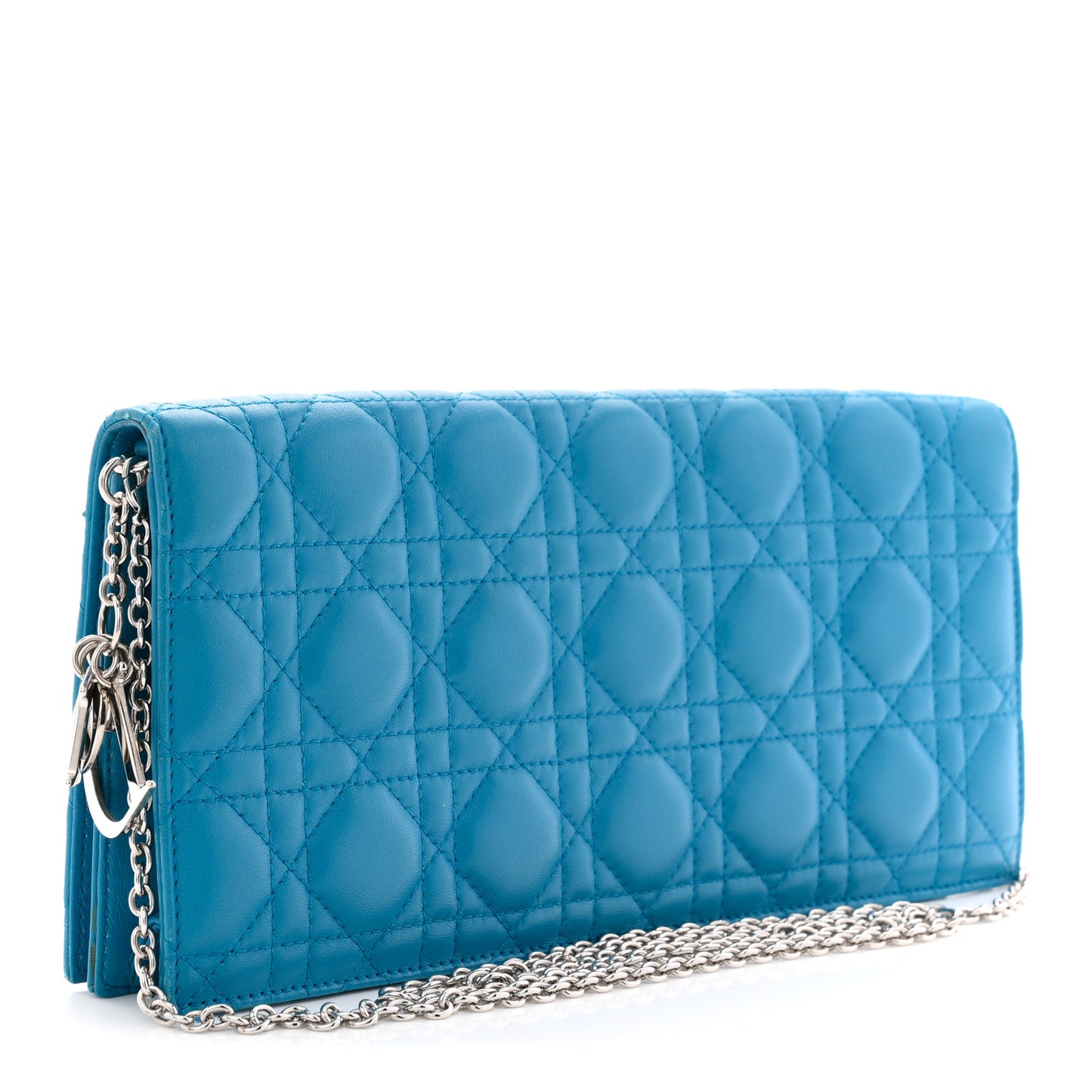 Lambskin Cannage Lady Dior Convertible Clutch Blue