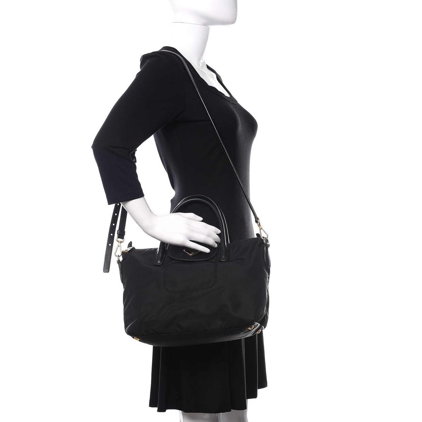 Tessuto Nylon Saffiano Tote Black