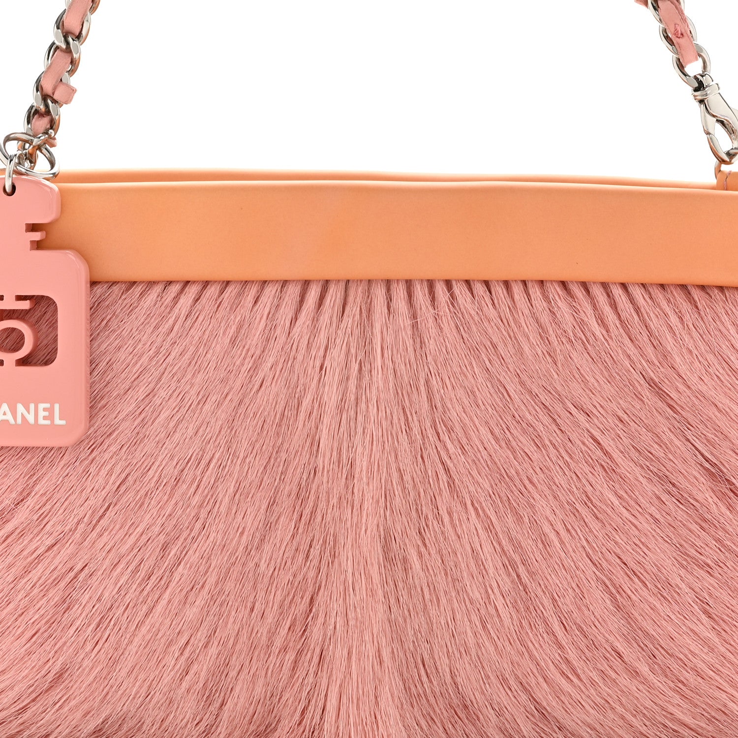 Chanel Rabbit Fur N°5 Pochette Pink Orange 8 of 13