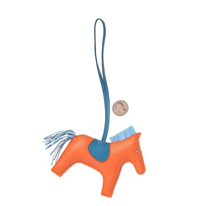 Hermes Milo Lambskin Grigri Rodeo Horse Bag Charm MM Feu Celeste Bleu Izmir 2 of 4