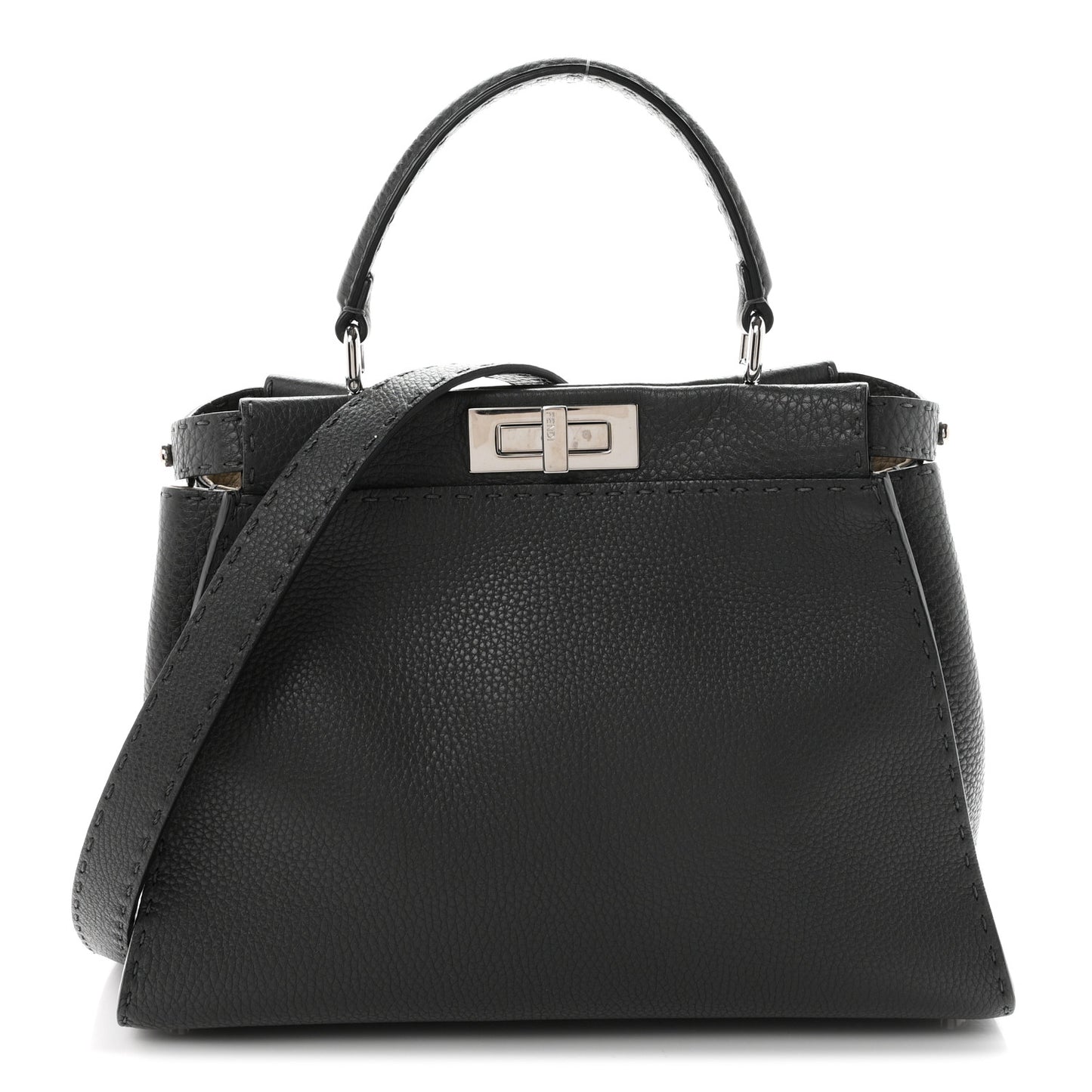 Cuoio Romano Selleria Bi-Color Medium Peekaboo Iconic Satchel Asfalto Latte