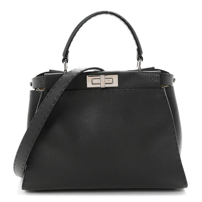 Fendi Cuoio Romano Selleria Bi-Color Medium Peekaboo Iconic Satchel Asfalto Latte 1 of 10