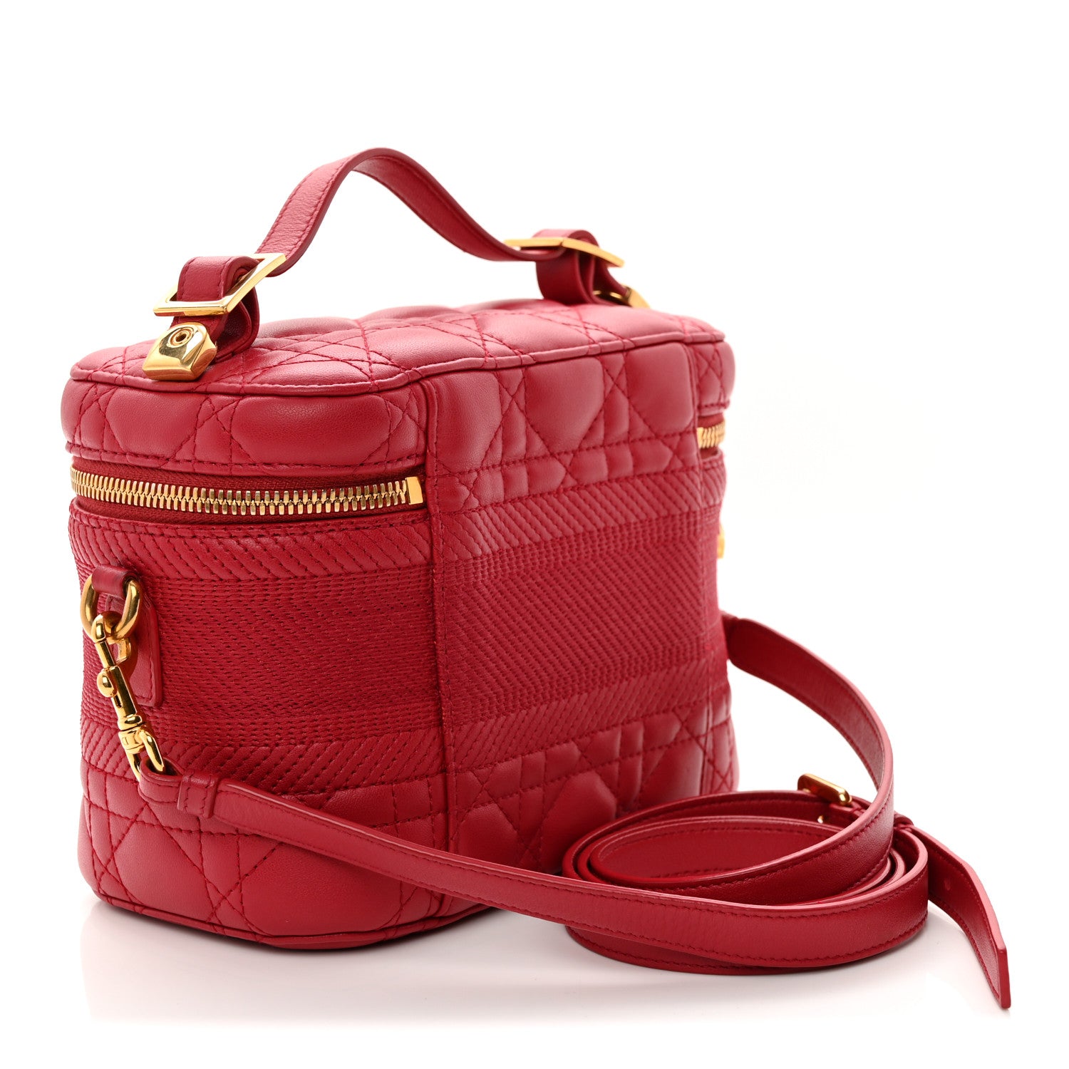 Christian Dior Lambskin Cannage Small Diortravel Vanity Case  Red 3 of 10