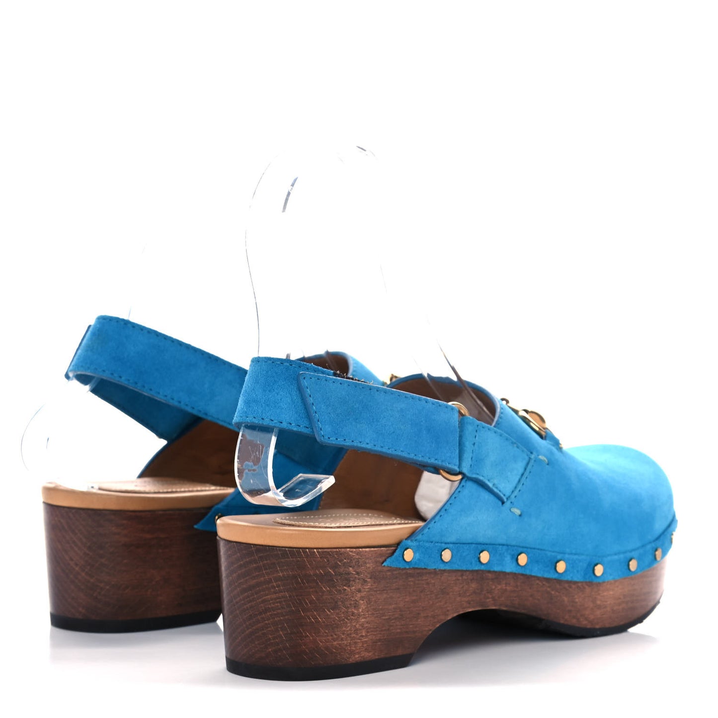 Suede Horsebit Amstel Slingback Clogs 38.5 New Bright Turquoise