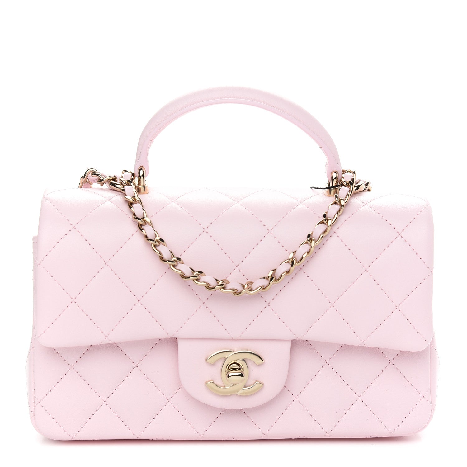 Chanel Lambskin Quilted Mini Top Handle Rectangular Flap Light Pink 1 of 8